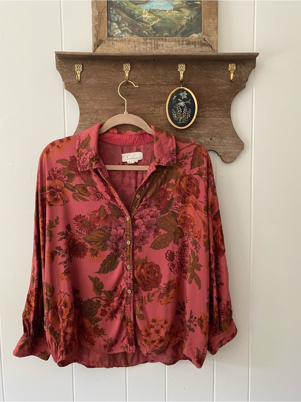 Anthropologie muted Floral Button-Down Shirt